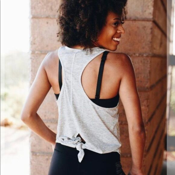 Senita Athletics Tie Back Tank Gray Size Small - Picture 2 of 6